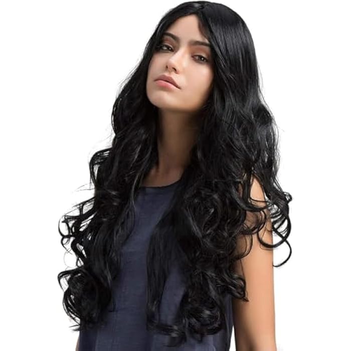 DILLARDS Long Curly Black Synthetic Wigs For Daily Use Heat Resistant - Image 3
